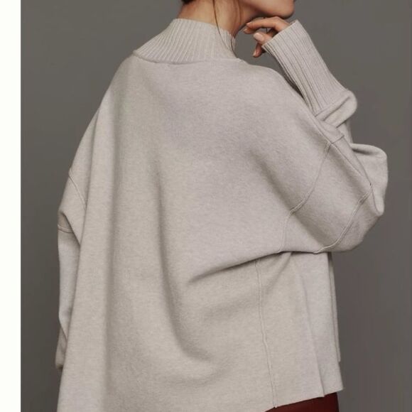 Anthropologie Maeve The Logan Gray Red Heart Modern Boho Pullover Sweater - Picture 4 of 14